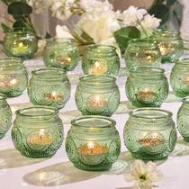 Castiçais votivos LAMORGIFT de vidro verde 36 unidades