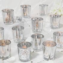 Castiçais votivos UPBUD Speckled Mercury Silver Set 24