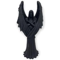 Castiçal Anjo Negro Fêmea Ou Macho Resina 25Cm-Selecione Cor