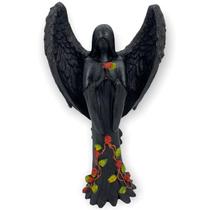 Castiçal Anjo Negro Fêmea Ou Macho Resina 25Cm-Selecione Cor