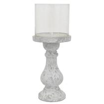 Castiçal Benzara Kris Branco Cinza Cerâmico 18 cm Castiçal Benzara Kris Branco Cinza Cerâmico 18 cm