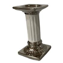 Castiçal Branco C/ Prata Athena Ultramarine 11 X 21cm