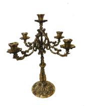 castiçal candelabro menorah cinco velas bronze mesa altar igrejas - ARTM