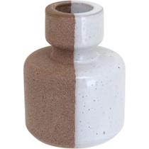 Castiçal Cerâmica 16x12x12cm Bege Castiçal Cerâmica 16x12x12cm Bege
