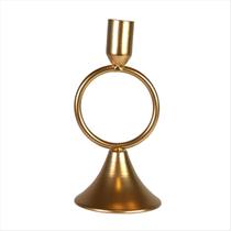 Castiçal Com Alça Porta Velas Dourado Bronze Enfeite Mesa Posta Natal Ferro 16cm