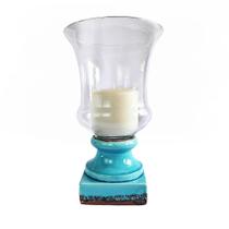 Castiçal com Vela Azul Tiffany 4023,5cm Castiçal com Vela Azul Tiffany 4023,5cm