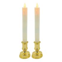 Castical Com Vela Eletr 5,5x26cm Com 2 Unid Dourada