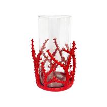 Castical coral em vidro e resina vermelho m