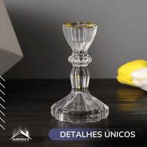Castiçal Cristal de Vidro Decorativo Para Velas Dourado