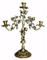 Castiçal Cupido 3 Velas Bronze Decoração Presentes Religião Castiçal Cupido 3 Velas Bronze Decoração Presentes Religião