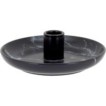 Castiçal De Cerâmica Preto Porta Velas Com Prato 5x15cm Deco Castiçal De Cerâmica Preto Porta Velas Com Prato 5x15cm Deco