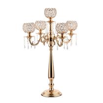 Castiçal de cristal dourado Candelabra VINCIGANT 75 cm e 5 braços Castiçal de cristal dourado Candelabra VINCIGANT 75 cm e 5 braços