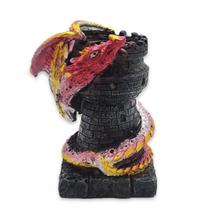 Castiçal de Dragão e Castelo Rosa Porta Velas Medieval 19 cm Castiçal de Dragão e Castelo Rosa Porta Velas Medieval 19 cm