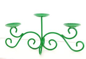 Castiçal De Ferro Candelabro Para 3 Velas Cor: Verde