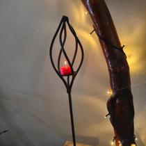 Castiçal de Ferro Estilo Cetro Mágico 50cm Porta Vela Decorativo Medieval Gótico Artesanal
