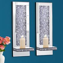 Castiçal de parede Aeveco Crystal Crush Diamond Mirrored Castiçal de parede Aeveco Crystal Crush Diamond Mirrored
