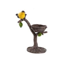 Castiçal de resina Bird Nest com pássaro amarelo, design de árvore