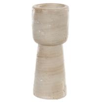 Castiçal De Vela Decorativo Bege Cimento Queimado 15Cm