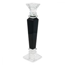 Castiçal de Vidro Cristal Suporte Porta Velas Candelabro Decorativo Objeto Decoração Cilíndrico Luxo Sala Casa 35cm - Mabel