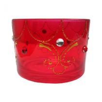Castiçal de vidro decorado p/ queima de vela 5cm - vermelho Castiçal de vidro decorado p/ queima de vela 5cm - vermelho