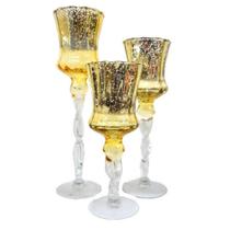 Castical de vidro dourado com 3 peças - WINCY Castical de vidro dourado com 3 peças - WINCY