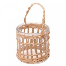 Castiçal de Vidro e Fibra Natural 10cmx10cm - Wolff Castiçal de Vidro e Fibra Natural 10cmx10cm - Wolff