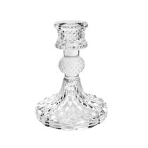 Castiçal De Vidro Em Alto Relevo 10,5cm