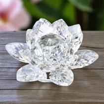 Castiçal de Vidro Flor de Lótus Porta-Vela Decorativo Suporte para Velas Aromáticas