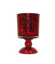 Castiçal De Vidro P/ Vela Vermelho Decoração Religiosa 19cm