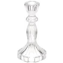 Castiçal de Vidro Porta Vela Enfeite Minimalista 16 cm