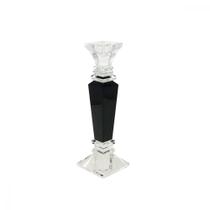 Castiçal de Vidro Porta Velas Decorativo Moderno Candelabro Objeto Decoração Enfeite Sala Aparador Escritório 29cm - Mabel