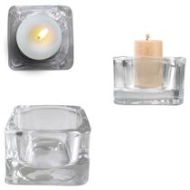 Castiçal de Vidro Quadrado Porta Velas Decoração 5cm