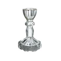 Castiçal decorativo de vidro com borda dourada 11cm