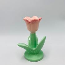Castiçal Decorativo Flor em Cerâmica Rosa 11,8x8,5x8,5cm Castiçal Decorativo Flor em Cerâmica Rosa 11,8x8,5x8,5cm