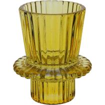 CASTIÇAL DECORATIVO PORTA VELA HOME&CO VIDRO 7x6x6cm AMARELO
