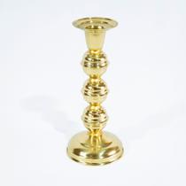 Castiçal Dourado de Latão Suporte 1 Vela Igreja 3 Bolas 15cm Castiçal Dourado de Latão Suporte 1 Vela Igreja 3 Bolas 15cm