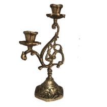 castiçal duas velas bronze floral jantar decoração casa