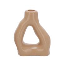 Castiçal Em Cerâmica Marrom 13,5x11x5,5cm 19144-P Mart Castiçal Em Cerâmica Marrom 13,5x11x5,5cm 19144-P Mart