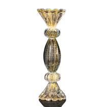 Castiçal Em Cristal Murano Com Ouro 24K São Marcos 45Cm