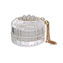 Castiçal em vidro com tampa e pendente 4,8cm