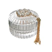 Castiçal em vidro com tampa e pendente 4,8cm