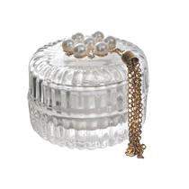 Castiçal em vidro com tampa e pendente 4,8cm