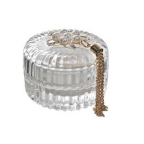 Castiçal em vidro com tampa e pendente 4,8cm