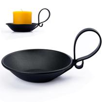 Castiçal Iron Pillar AGLARY preto fosco com alça de 12 cm