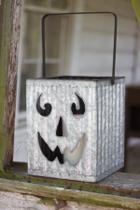 Castiçal Jack-O-Lantern de metal corrugado KALALOU
