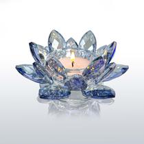 Castiçal Kolnlala Crystal Lotus Flower Blue 1 unidade