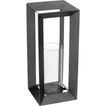 CASTIÇAL METAL 38x16x16cm CINZA PORTA VELA DECORATIVO