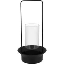 CASTIÇAL METAL 50x25x25cm PRETO PORTA VELA DECORATIVO