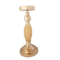 Castiçal Metal Dourado e Madre Pérola