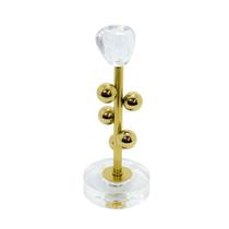 Castiçal Moderno Menor Esferas Metal Dourado Base e Ponta